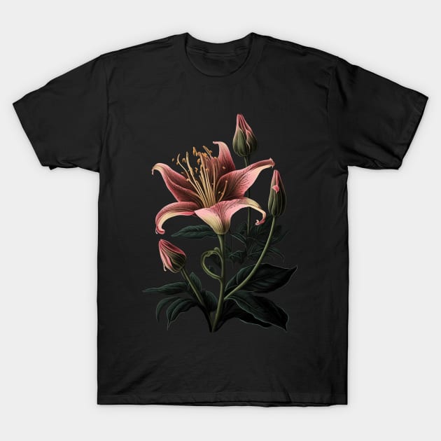 Red Lily Flower T-Shirt by Enyr's little witchy corner